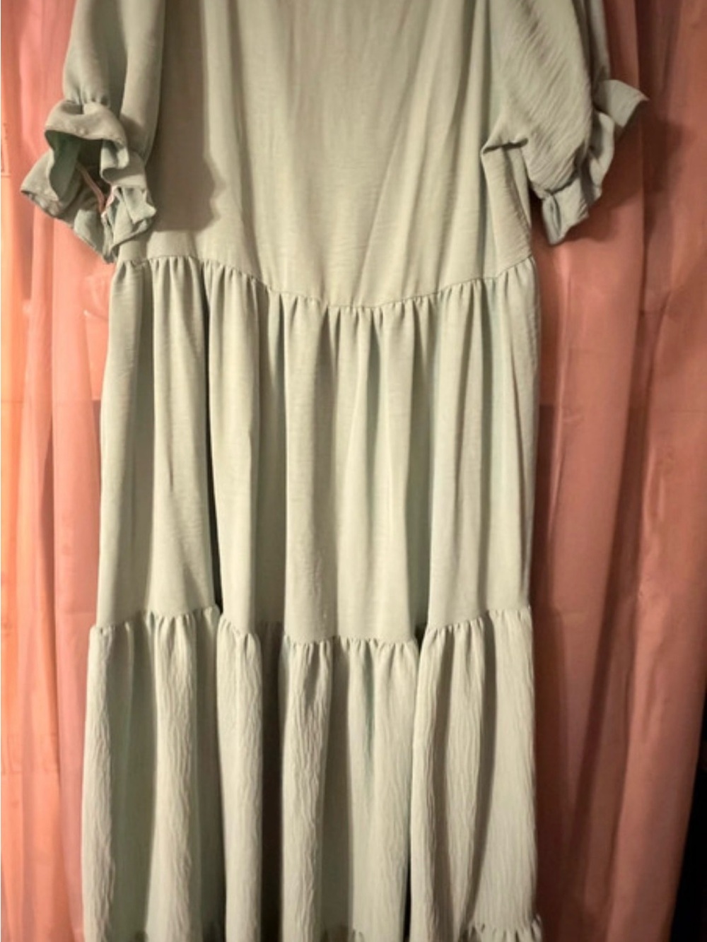 Sage Green Tiered Ruffle Casual Maxi Dress